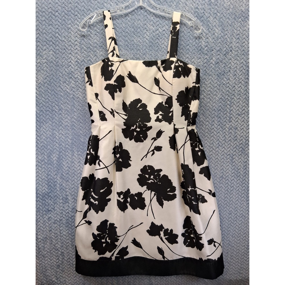 Jessica Howard Black White Floral Fit Flare Dress Petite 12P Tulle Crinoline